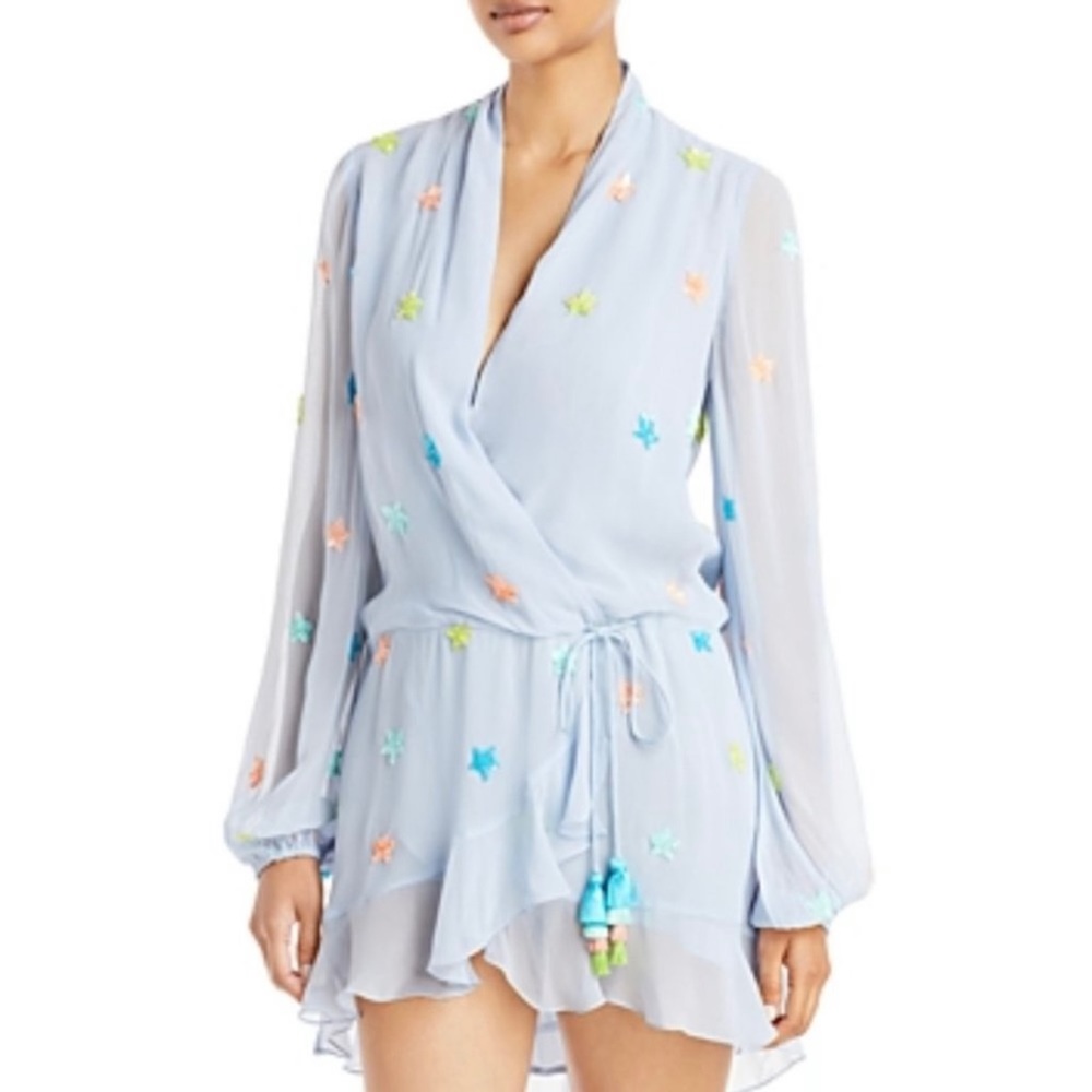 Rococo Sand Georgette Sequin Star Blue Mini Dress Size XL